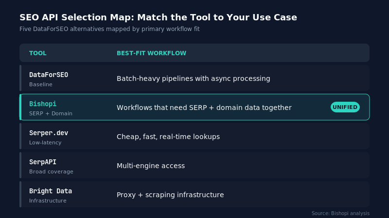 SEO API — DataForSEO Alternatives: Quick Decision Mapping Based on Use Cases